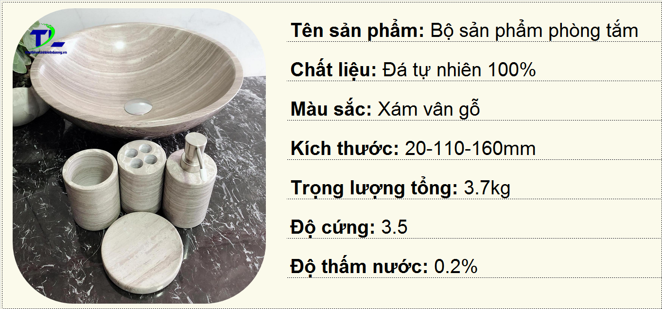 Bộ phụ kiện Đá tự nhiên Xám gỗ B7
